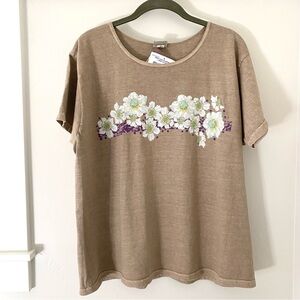 NWT Crazy Shirts Coffee Dyed Kiwi Flower Tshirt Large